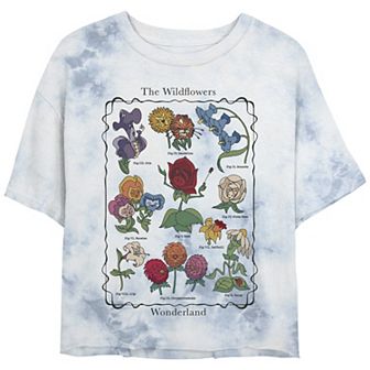 Disney's Alice In Wonderland Flowers Juniors' Cropped Graphic Tee