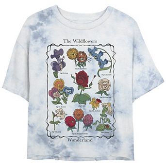 Disney's Alice In Wonderland Flowers Juniors' Cropped Graphic Tee