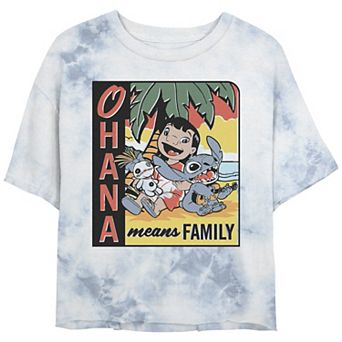 Disney's Lilo & Stitch Ohana Means Family Juniors' Cropped Graphic Tee