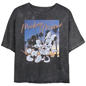 Disney's Mickey & Minnie Sunset Juniors' Cropped Graphic Tee