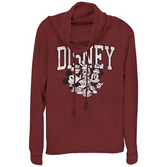 Disney's Juniors' Mickey Mouse Group Cowlneck Graphic Lightweight Long Sleeve