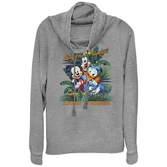 Disney's Mickey Mouse And Friends Ready For Adventure Juniors' Cowlneck Graphic Lightweight Long Sleeve