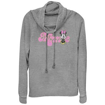 Disney's Minnie Mouse Pink Accents Juniors' Cowlneck Graphic Lightweight Long Sleeve
