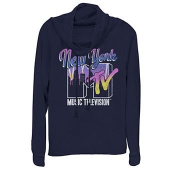 Juniors' MTV City Lights Cowlneck Graphic Lightweight Long Sleeve