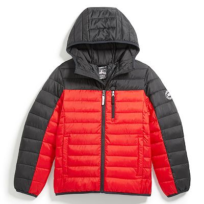 K_yksts snow② Toddler Boy 2-Piece Color Block Hooded Snowsuit Jacket & Bib
