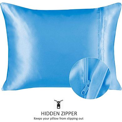 Silky Satin Pillowcase for Hair and Skin Queen Satin Pillowcase with Zipper (Pillowcase Set of 2)
