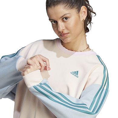 Womens adidas Essentials 3-Stripes Oversized Fleece Sweatshirt