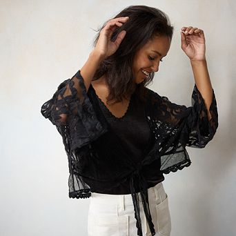 Women's LC Lauren Conrad Lace Tie Front Top