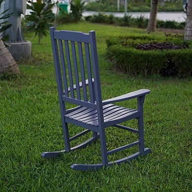 Northbeam Solid Acacia Hardwood Outdoor Patio Slatted Back Rocking Chair