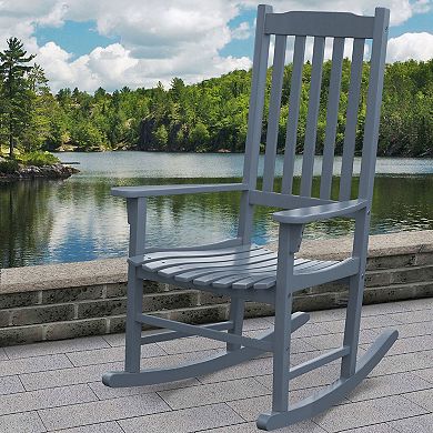 Northbeam Solid Acacia Hardwood Outdoor Patio Slatted Back Rocking Chair