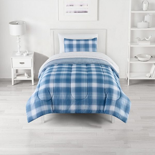 Nolan Washed Microfiber Comforter Set in Blue - Wonderhome