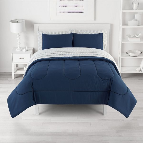 The Big One® Navy Plush Reversible Comforter Set with Sheets Size