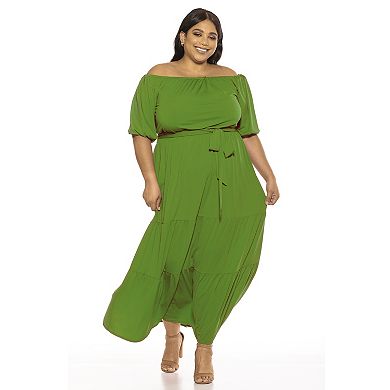 Plus Size ALEXIA ADMOR Off-The-Shoulder Maxi Dress