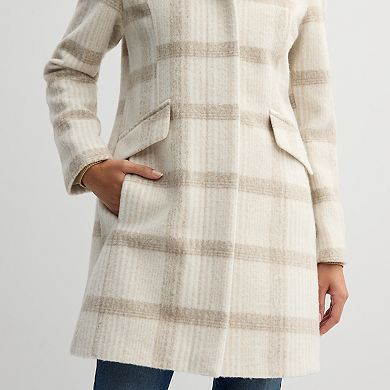 Women's Nine West Faux-Wool Zip Front Coat