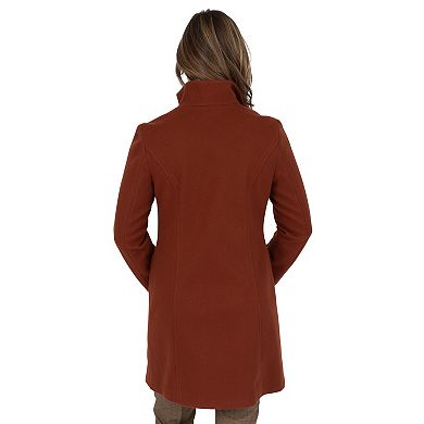 Women's Nine West Faux-Wool Zip Front Coat