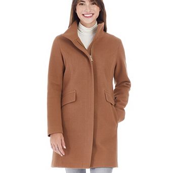 Women's Nine West Faux-Wool Zip Front Coat