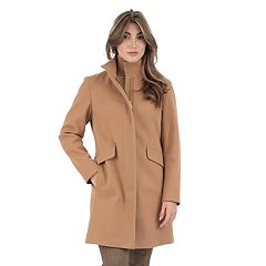 Plus Size Excelled Double-Breasted Faux-Wool Trench Coat