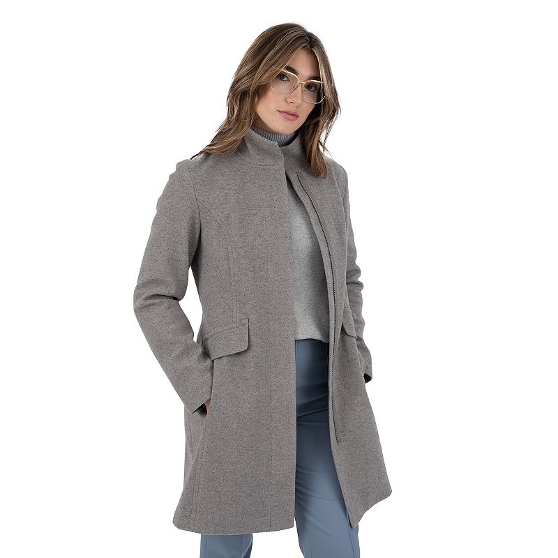 Women's Fleet Street Inner-Hoodie Wool-Blend Plaid Coat