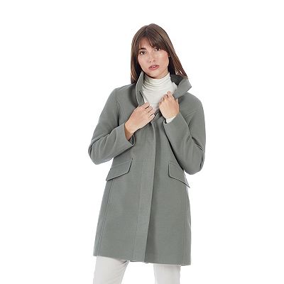 Women's Nine West Faux-Wool Zip Front Coat, Size: Medium, Sage