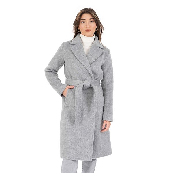 Women's Nine West Belted Wrap Faux Wool Coat