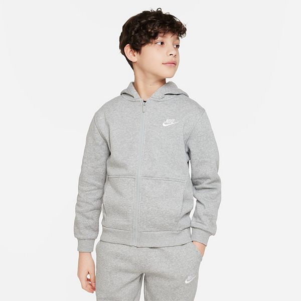 Boys 8-20 Nike Club Fleece Full-Zip Hoodie - Dk Grey Heather (LARGE)