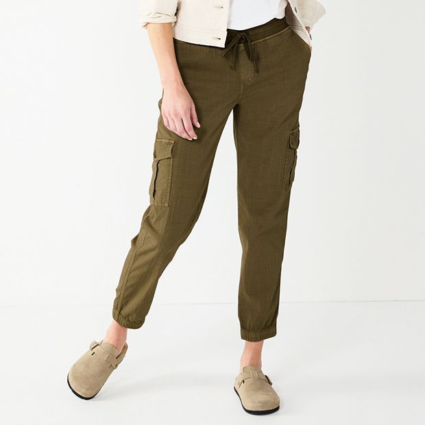 Sonoma Goods For Life Mid Rise Pull-On Utility Jogger Pants Olive Green sz  2 NEW 