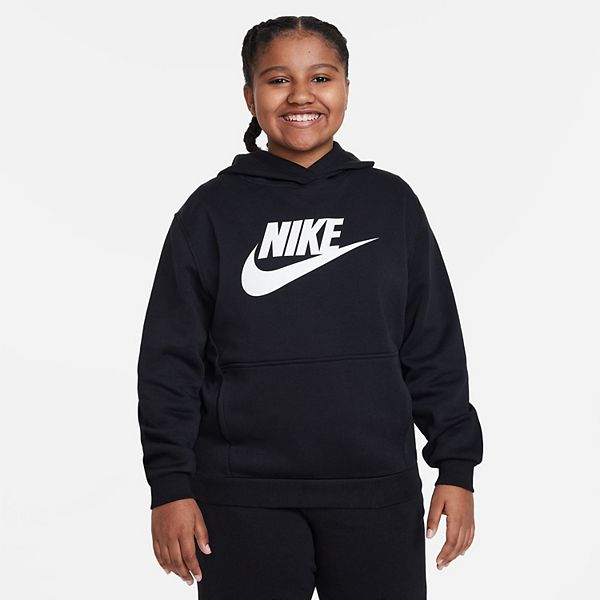 Kids 8-20 Nike Club Fleece Hoodie - Black White (MEDIUM)