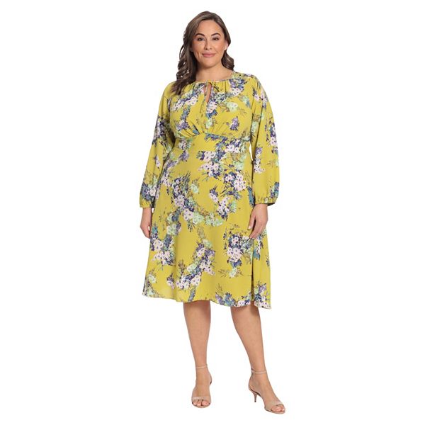 Plus Size Suite 7 Floral Empire-Waist Dress