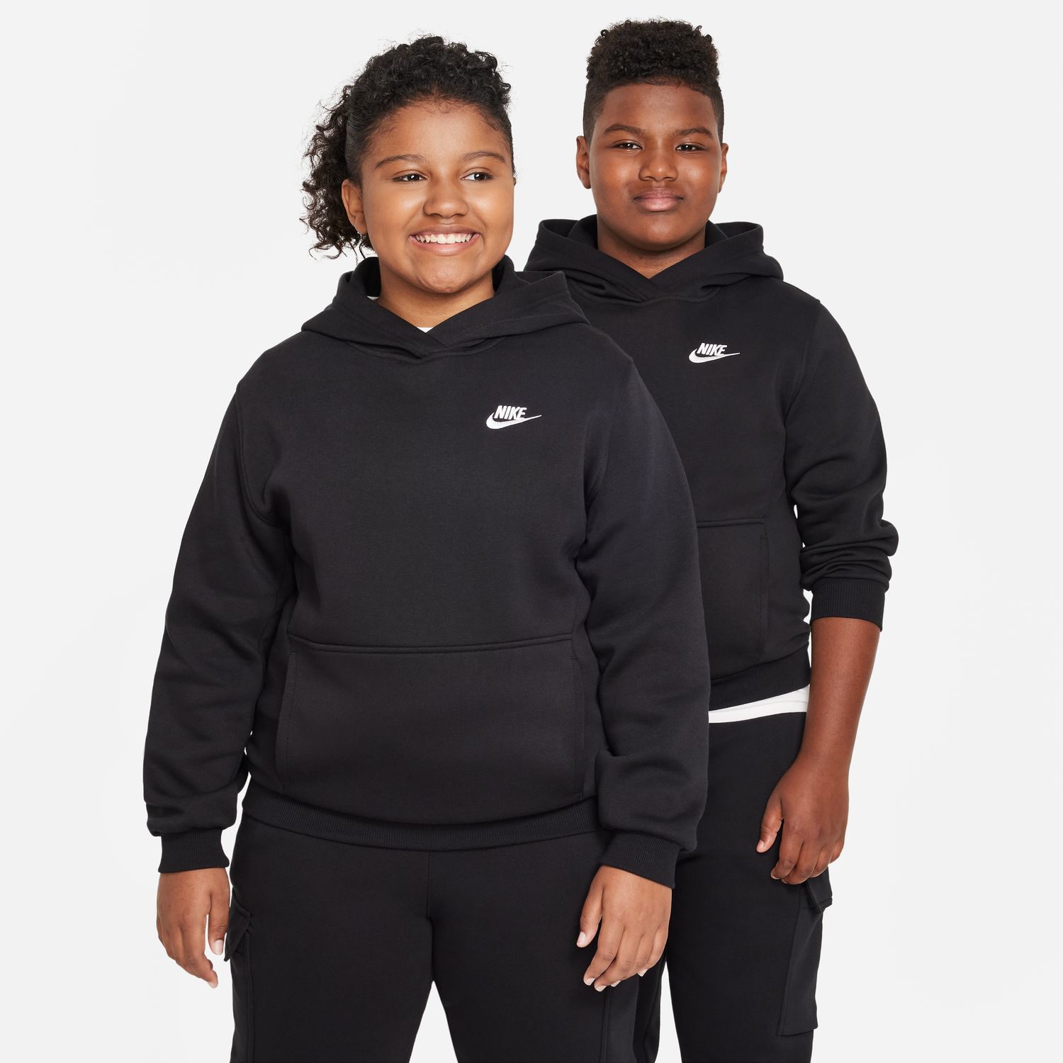 Детское худи Nike Sportswear Club Embroidered Logo Fleece Pullover in Regular & Plus, цвет: Чёрный — фото 1