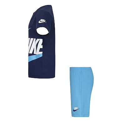 Boys 4-7 Nike Big Double-Logo Graphic Tee & Logo Shorts Set