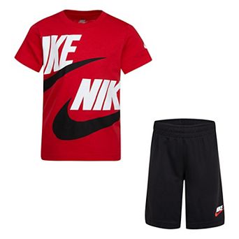 Boys 4-7 Nike Big Double-Logo Graphic Tee & Logo Shorts Set