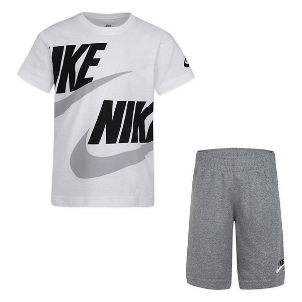 Boys 4-7 Nike Big Double-Logo Graphic Tee & Logo Shorts Set