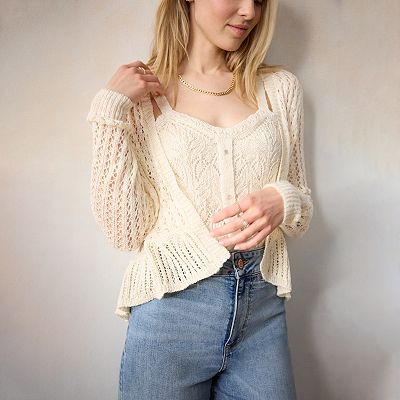 Women s LC Lauren Conrad Flounce Ruffle Cardigan