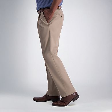 Men's Haggar® Iron Free Premium Khaki Classic-Fit Pleat Front Hidden Comfort Waistband Casual Pant