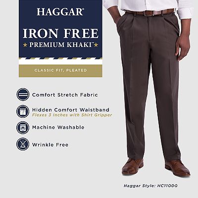 Men's Haggar® Iron Free Premium Khaki™ Classic-Fit Pleat
