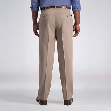 Men's Haggar® Iron Free Premium Khaki Classic-Fit Pleat Front Hidden Comfort Waistband Casual Pant