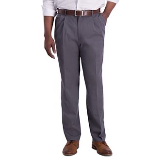Men's Haggar® Iron Free Premium Khaki™ Classic-Fit Pleat Front Hidden Comfort Waistband Casual Pant
