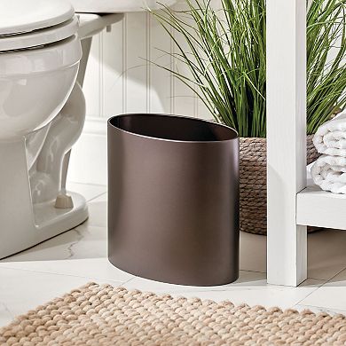 mDesign Small Steel Metal 2.09 Gallon Oval Trash Can Waste Basket Bin, Bronze