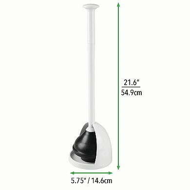 mDesign Plastic Freestanding Hideaway Toilet Bowl Plunger with Holder - Gray