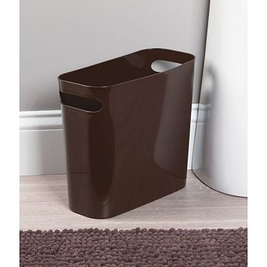 mDesign Plastic Bathroom Set, Bowl Brush/Plunger and Trash Can -Set of 2, Brown