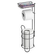 mDesign Classico Steel Free Standing Toilet Paper Holder Stand and Dispenser
