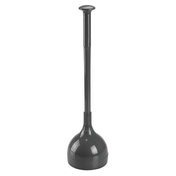 mDesign Plastic Freestanding Hideaway Toilet Plunger Holder + Drip Tray