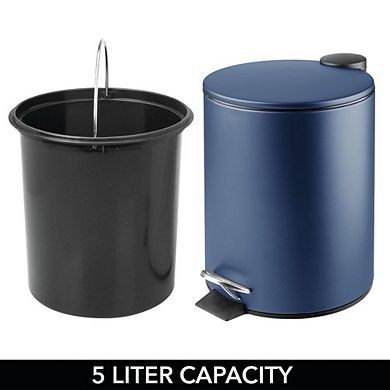 mDesign Round Metal 1.3 Gallon Step Trash Can with Lid & Removable Liner