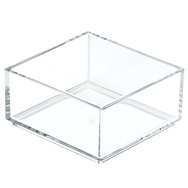mDesign Plastic Square Cosmetic Storage Bathroom Drawer Organizer Bin Box, Clear