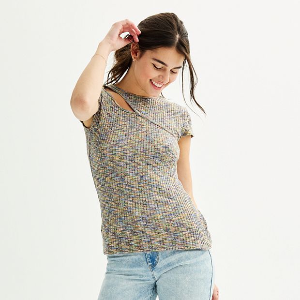 Juniors SO Asymmetrical Cut Out Top