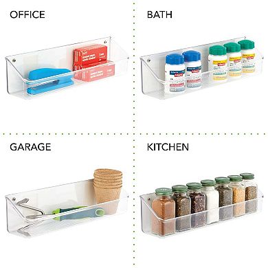 mDesign Wall Mount Plastic Home Storage Organizer Basket Bin, 2 Pack - Clear