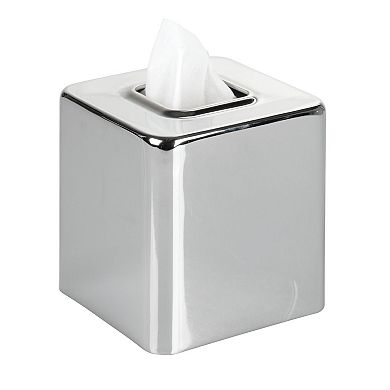 mDesign Steel Square Tissue Box Cover Holder for Bathroom, 2 Pack, Soft Brass