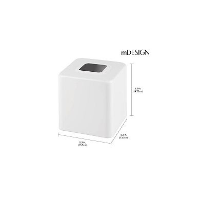 mDesign Metal Square Modern Tissue Box Cover Holder for Bathroom - White