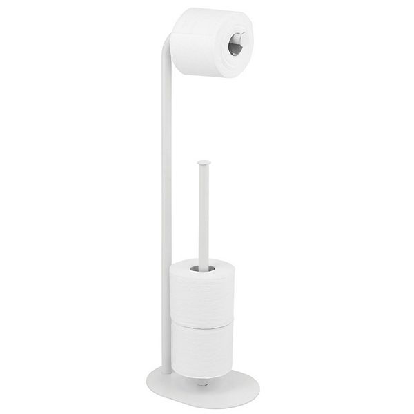 mDesign Basic Metal Toilet Paper Holder Stand / Dispenser, Holds 4 Rolls