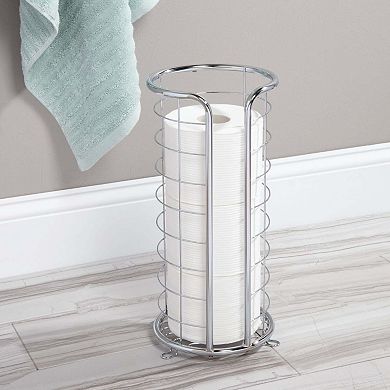 mDesign Metal Free Standing Toilet Paper Storage Organizer Stand -Graphite Gray